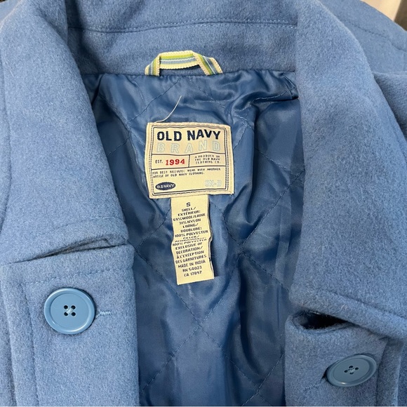 Old Navy Double Breasted Wool Blend Blue Pea Coat Small - Picture 6 of 8